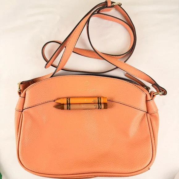 👜 Nanette Lepore Tan Pebbled Faux Leather Crossbody / Clutch - Picture 7 of 14